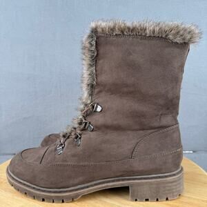 Bass Angelica Faux Fur Brown Lace-Up Boots Women’s Size 8.5 US